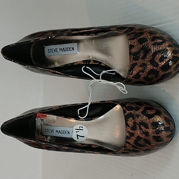 Steve Madden Patent Leather Animal Print Stiletto Platform Heel 👠 7.5 - Picture 2 of 9